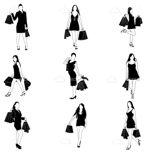 Female silhouette Shopping Icon Pack